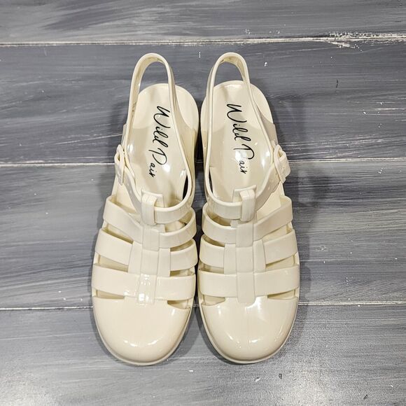Wild Pair Beirut Fisherman Sandals Jelly Sandals Ivory 10 M Heeled Sandals - Picture 8 of 12